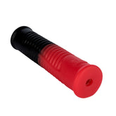 Si Novelties Pole To Pole docking sleeve in black and red with textured ribs on a white background.
