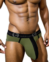 WildmanT Monster Cock Baumwoll-Slip mit Streifen in Armeegrün