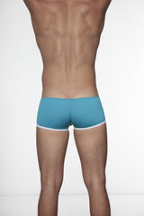 Turquoise groovin underwear super extra low cut boxer briefs with white trim for comfortable everyday wear