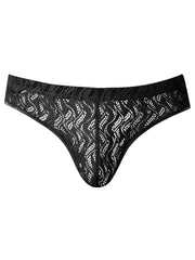Male Power black Ripple Moon jockstrap featuring a sheer, wavy lace pattern and contoured front pouch.