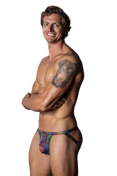 Male Power 347-297 Pack N Play Jock avec pochette avant pour préservatif, couleur arc-en-ciel