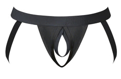 Male Power 348-304 Offener Jockstrap mit offener Vorderseite, elastischer Penisring, Farbe Schwarz