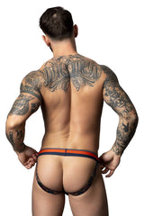 Jockstrap Male Power 349-299 Soo Cumfy, couleur bleu marine et orange