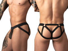 Jockstrap Mâle Power 352-307 en maille à 2 lanières avec anneau, couleur noire