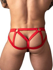 Jockstrap en résille avec 2 anneaux à lanières Male Power 352-307 Couleur Rouge