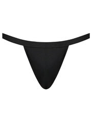 Male Power Eco Cozy black jockstrap with a minimalist design, wide ribbed waistband, and solid front pouch.