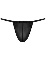 Male Power black Mesh 2 G-string featuring a sheer, gathered pouch and thin elastic waistband.