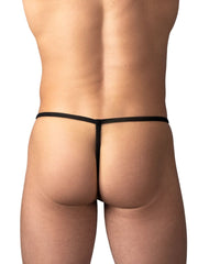 Male Power Mesh 2 G-string in black. A minimal, thin-strapped thong design shown from a rear perspective.