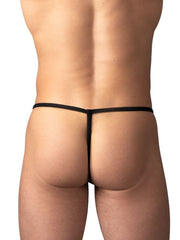 Male Power Mesh 2 G-string in red, featuring a minimal design with a thin waistband and vertical rear strap.