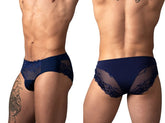 Male Power 492-280 Bikini Sassy en dentelle avec pochette, coloris Marine