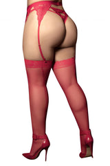 Mapale 1094X Mesh-Oberschenkelstrümpfe Farbe Rot