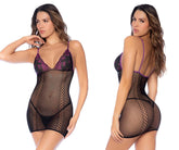 Mapale 1123 Netz- und Spitzenkleid, Strumpffarbe Schwarz-Lila