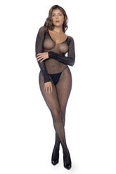 Mapale 1131 Langarm-Netz-Bodystocking Farbe Schwarz-Strass