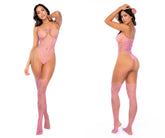 Mapale 1166 Heart Fishnet Bodystocking with Heart Detail Color Bubblegum Pink