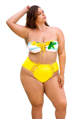 Maillot de bain deux pièces réversible Mapale 67037X Couleur Jaune-Imprimé Agrumes