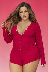 Mapale 7537X Long Sleeve Sleep Romper Color Red