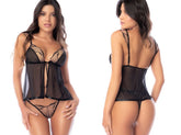 Mapale 7633 Babydoll und passender String, Farbe Schwarz-Nude