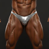 MetroMaleWear posingwear metallic silver shiny silver briefs with sleek form fitting design for posing suits