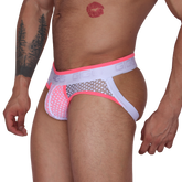 Net Fuchsia Jock Thong front view by Gigo Underwear