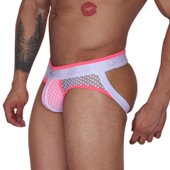 Net Fuchsia Jock Thong front view by Gigo Underwear