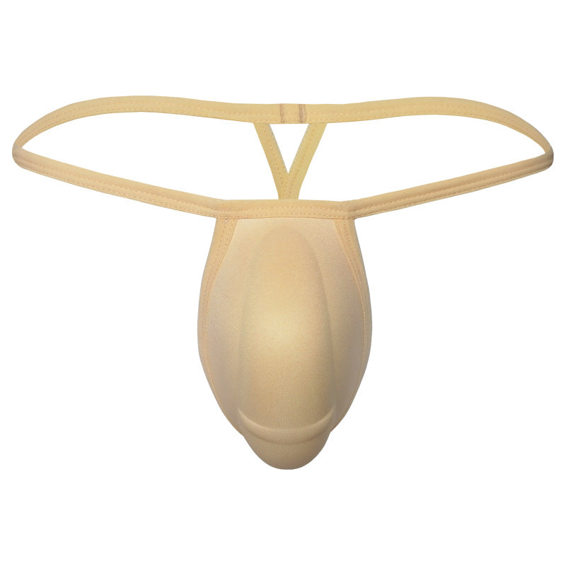 Beige metro malewear cock bra thong nude seamless stretchy fabric with form-fitting design and triangular strap support
