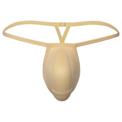 Beige metro malewear cock bra thong nude seamless stretchy fabric with form-fitting design and triangular strap support