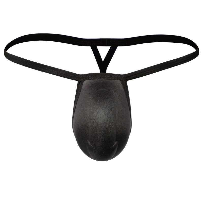 MetroMaleWear cock bra thong black in smooth slightly textured fabric with thin elastic straps showing back side