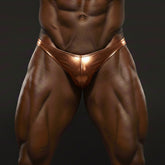 MetroMaleWear posingwear ochre posing suit shiny copper metallic briefs with sleek form-fitting design