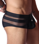 Panel Black Swim Brief front view by Gigo Underwear