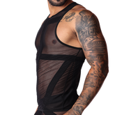 Panel Black Tank front view by Gigo Underwear