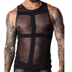 Panel Black Tank by Gigo Underwear