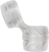 Clear silicone cock and ball ring with molded tread pattern by Perfect Fit.