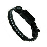 Black adjustable C-ring with a textured strap and clasp mechanism on a white background.