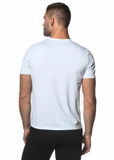 White short-sleeved crew neck t-shirt made from sorona fabric offering comfort and casual style