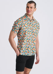 POSTMARC Orange Print S/S Linen Tencel Shirt - Orange/Teal Fruits