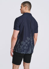 POSTMARC Embroidered Border S/S Shirt - Navy/Sky