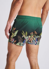 POSTMARC Fuana Print Swim Shorts W/ Mesh Lining - Emerald/Multi Fauna
