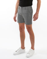 Gray textured jacquard stretch chino shorts with herringbone pattern classic fit and black belt loops
