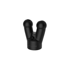 Black rubbery dual-ball mount adapter with matte finish and crowler brand engraving for prowler red topper double cap