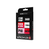 Prowler Gay switch jock underwear badges in a black packaging box with six colored patches with text.