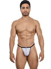 Pikante 26095 Nut G-string in gray. Minimalist style with thin black waistband and a vertical center seam.