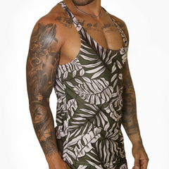 Prisma Green Tank front view by Gigo Underwear