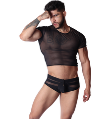 Spectrum Black Crop Top on model by Gigo Underwear
