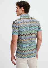 ST33LE Cheveron Open Knit Stretch Shirt - Cobalt/Sky