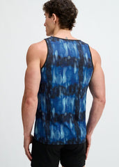 ST33LE Abstract Print Stretch Mesh Performance Tank - Blue/Navy Abstract
