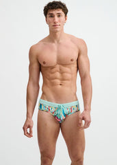 ST33LE Drips Print Swim Brief - Teal/Multi Drips