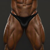 Black velvet briefs by Metromalewear PosingWear designed as a simple black velvet posing suit front view
