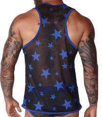 Star Blue Tank back view by Gigo Underwear