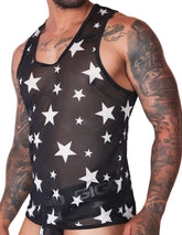 Star White Tank front view by Gigo Underwear