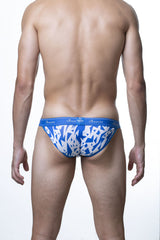 Blue and white groovin underwear geometric tanga bikini briefs with bold geometric pattern for stylish comfort